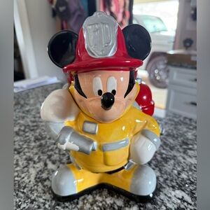 Disney Mickey Mouse Firefighter Cookie Jar Vintage